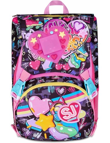 ZAINI: vendita online SJ GANG, STYLE JAM GANG, Zaino Scuola Estensibile Big, Fucsia, Tasca LED Cuore, Tasca Borraccia, 24 L, ...