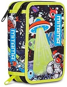 ASTUCCI: vendita online Mitama Astuccio Scuola 3 Scomparti Disco Space, Completo 47 Pezzi, Pennarelli e Pastelli in offerta