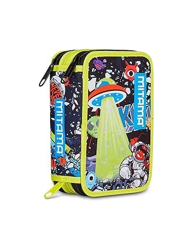 ASTUCCI: vendita online Mitama Astuccio Scuola 3 Scomparti Disco Space, Completo 47 Pezzi, Pennarelli e Pastelli in offerta