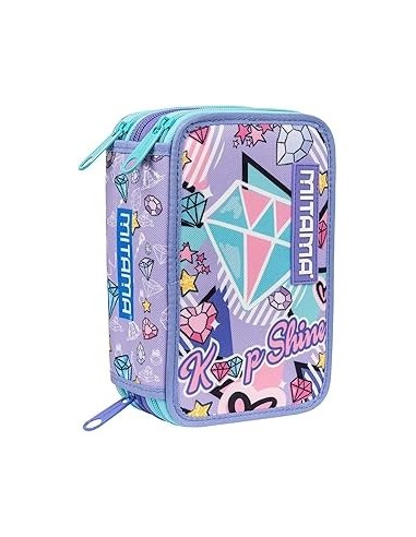 ASTUCCI: vendita online Mitama Astuccio Scuola, 3 Scomparti, Double Diamond, 14,5x7,4x20 cm, con Pennarelli, Matite, Pastelli...