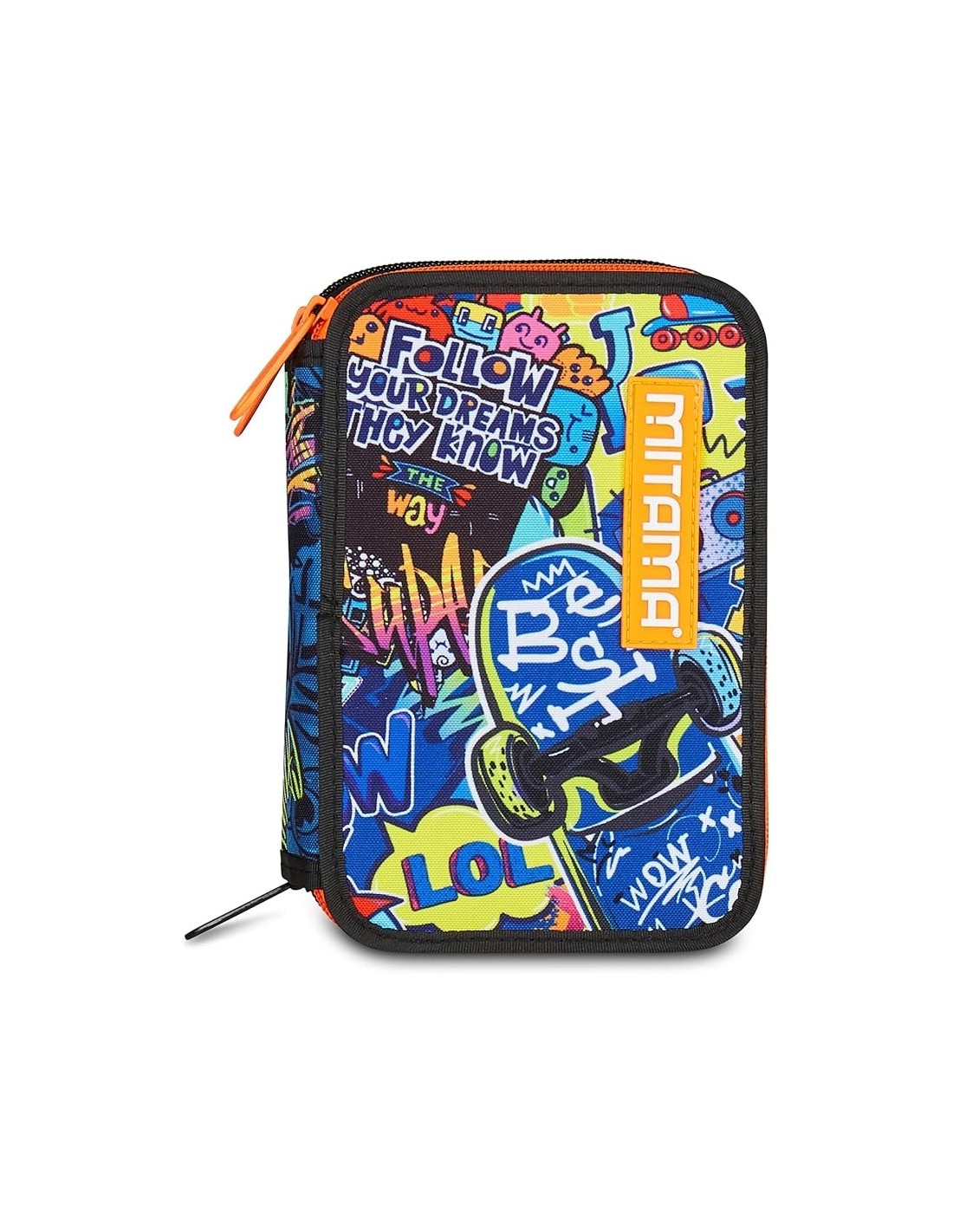 ASTUCCI: vendita online Mitama Astuccio Scuola, 3 Scomparti, Skate Dream, 14,5x7,4x20 cm, con Pennarelli, Matite, Pastelli in...