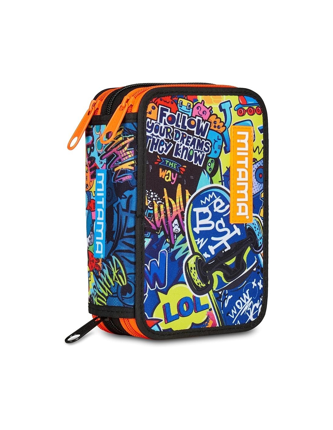 ASTUCCI: vendita online Mitama Astuccio Scuola, 3 Scomparti, Skate Dream, 14,5x7,4x20 cm, con Pennarelli, Matite, Pastelli in...