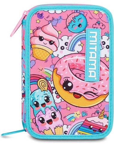 ASTUCCI: vendita online Mitama Astuccio Scuola, 3 Scomparti, Sweet Donuts, 14,5x7,4x20 cm, con Pennarelli, Matite, Pastelli i...
