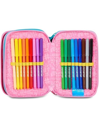 ASTUCCI: vendita online Mitama Astuccio Scuola, 3 Scomparti, Sweet Donuts, 14,5x7,4x20 cm, con Pennarelli, Matite, Pastelli i...
