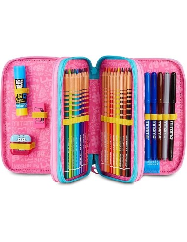 ASTUCCI: vendita online Mitama Astuccio Scuola, 3 Scomparti, Sweet Donuts, 14,5x7,4x20 cm, con Pennarelli, Matite, Pastelli i...