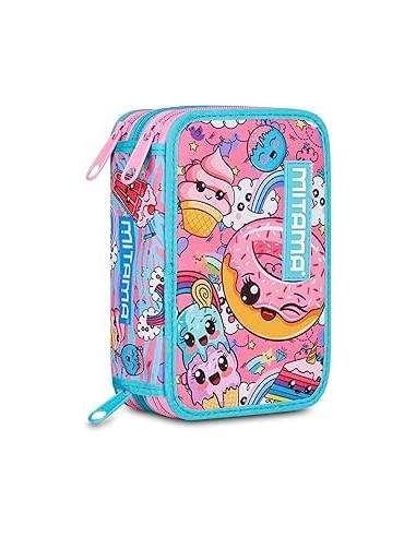 ASTUCCI: vendita online Mitama Astuccio Scuola, 3 Scomparti, Sweet Donuts, 14,5x7,4x20 cm, con Pennarelli, Matite, Pastelli i...