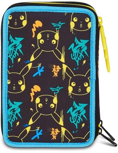 ASTUCCI: vendita online Seven Astuccio Scuola Pokemon, 3 Zip, Nero, 20x12,5x7 cm, Triplo Scomparto, Completo di Penne, Matite...