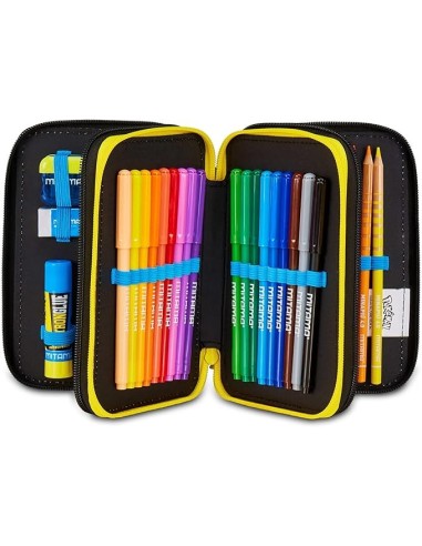 ASTUCCI: vendita online Seven Astuccio Scuola Pokemon, 3 Zip, Nero, 20x12,5x7 cm, Triplo Scomparto, Completo di Penne, Matite...