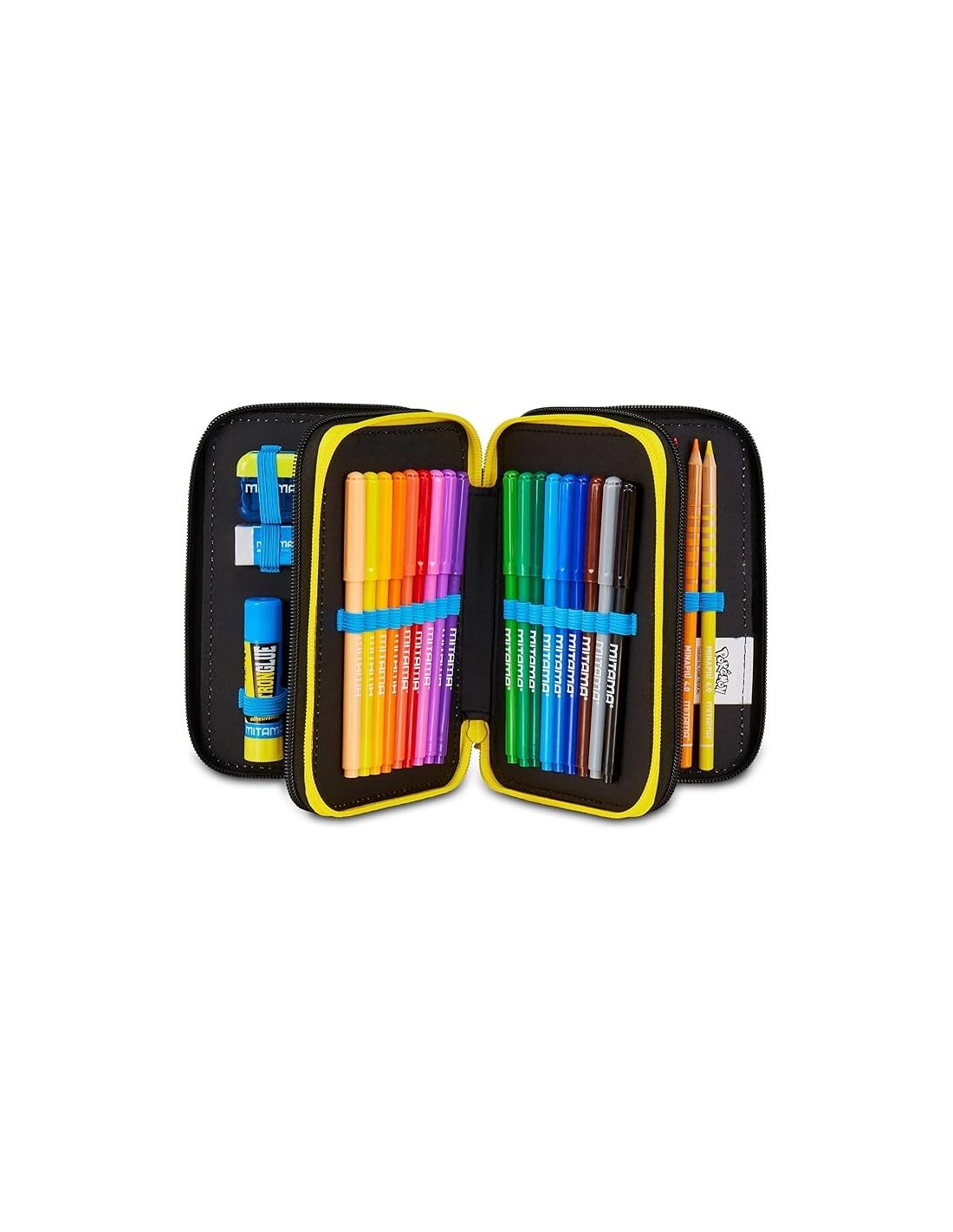 ASTUCCI: vendita online Seven Astuccio Scuola Pokemon, 3 Zip, Nero, 20x12,5x7 cm, Triplo Scomparto, Completo di Penne, Matite...
