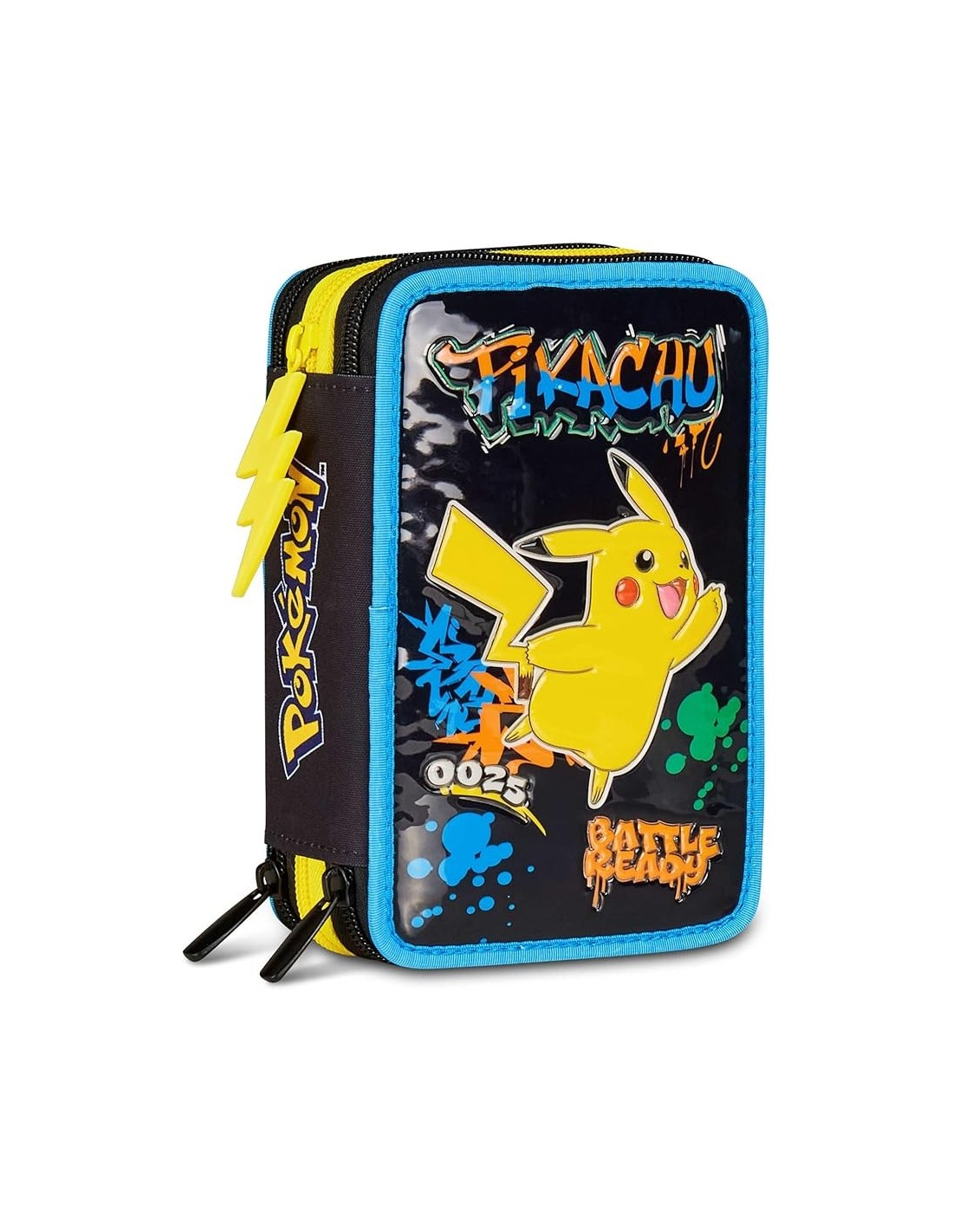 ASTUCCI: vendita online Seven Astuccio Scuola Pokemon, 3 Zip, Nero, 20x12,5x7 cm, Triplo Scomparto, Completo di Penne, Matite...