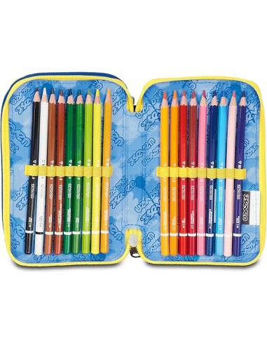 ASTUCCI: vendita online Seven Astuccio Scuola, 3 Zip, Blu Giallo, 12,5x20x7 cm, Triplo Scomparto, Penne, Matite, Colori in of...