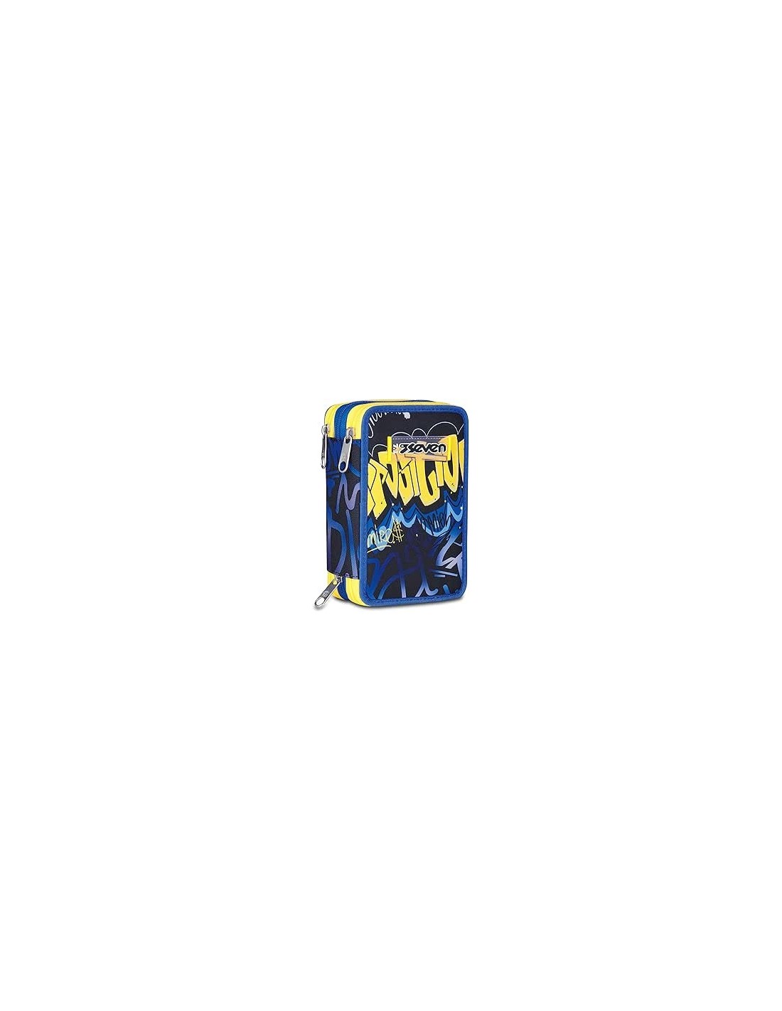 ASTUCCI: vendita online Seven Astuccio Scuola, 3 Zip, Blu Giallo, 12,5x20x7 cm, Triplo Scomparto, Penne, Matite, Colori in of...