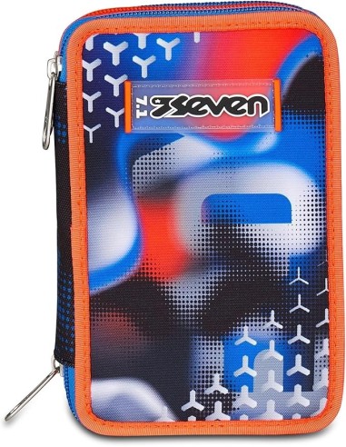 ASTUCCI: vendita online Seven Astuccio Scuola, 3 Zip, Nero Blu, 12,5x20x7 cm, Triplo Scomparto, Penne, Matite, Colori, Access...