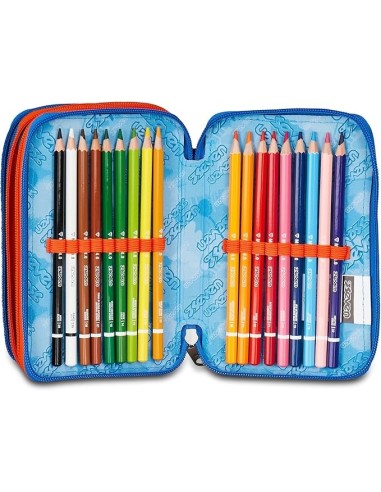 ASTUCCI: vendita online Seven Astuccio Scuola, 3 Zip, Nero Blu, 12,5x20x7 cm, Triplo Scomparto, Penne, Matite, Colori, Access...