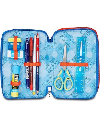 ASTUCCI: vendita online Seven Astuccio Scuola, 3 Zip, Nero Blu, 12,5x20x7 cm, Triplo Scomparto, Penne, Matite, Colori, Access...