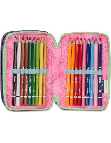 ASTUCCI: vendita online Seven Astuccio Scuola, 3 Zip, Nero Fucsia, 12,5x20x7 cm, Triplo Scomparto, Penne, Matite, Colori, Acc...