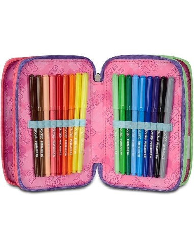 ASTUCCI: vendita online Seven Astuccio Scuola, 3 Zip, Nero Fucsia, 12,5x20x7 cm, Triplo Scomparto, Penne, Matite, Colori, Acc...