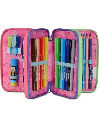 ASTUCCI: vendita online Seven Astuccio Scuola, 3 Zip, Nero Fucsia, 12,5x20x7 cm, Triplo Scomparto, Penne, Matite, Colori, Acc...