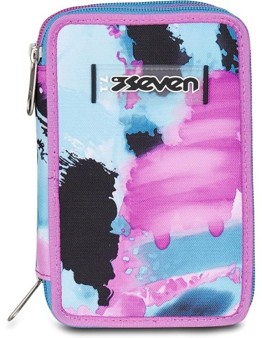 ASTUCCI: vendita online Seven Astuccio Scuola, 3 Zip, Azzurro Fucsia, 12,5x20x7 cm, Triplo Scomparto, Penne, Matite, Colori, ...