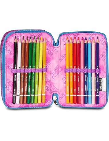 ASTUCCI: vendita online Seven Astuccio Scuola, 3 Zip, Azzurro Fucsia, 12,5x20x7 cm, Triplo Scomparto, Penne, Matite, Colori, ...