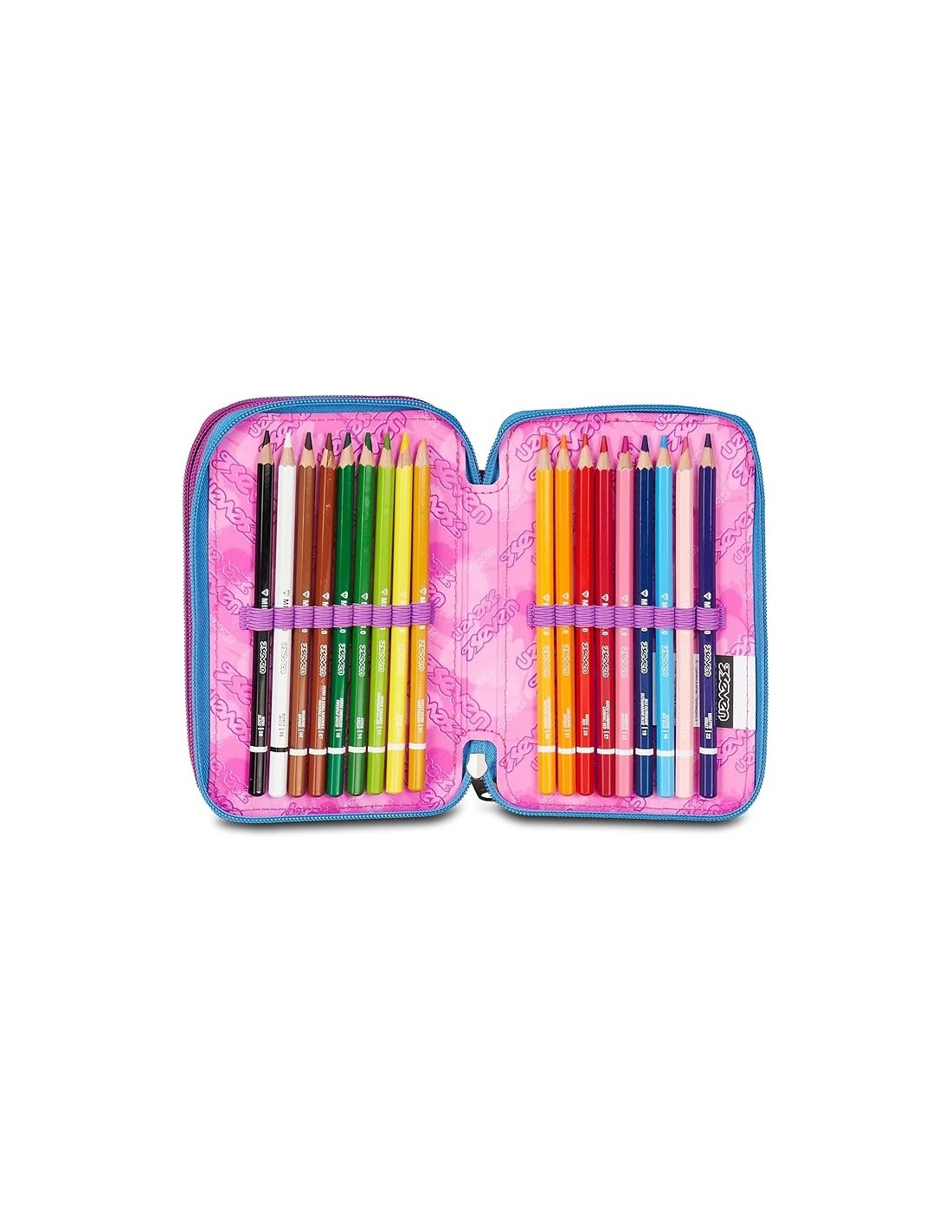 ASTUCCI: vendita online Seven Astuccio Scuola, 3 Zip, Azzurro Fucsia, 12,5x20x7 cm, Triplo Scomparto, Penne, Matite, Colori, ...