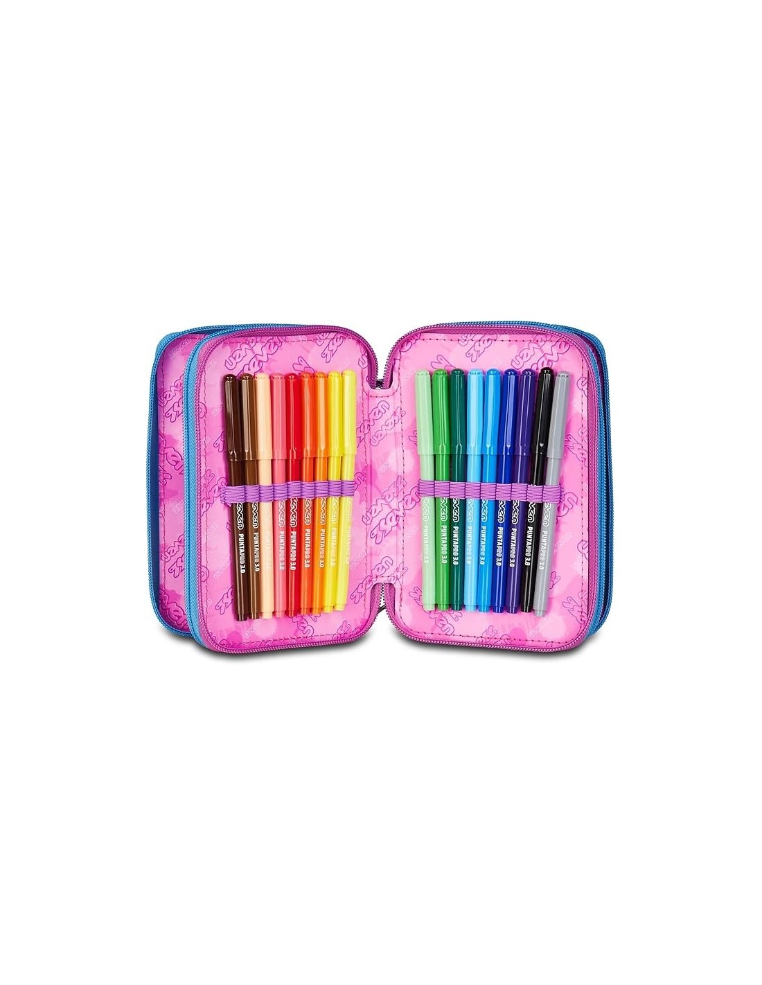 ASTUCCI: vendita online Seven Astuccio Scuola, 3 Zip, Azzurro Fucsia, 12,5x20x7 cm, Triplo Scomparto, Penne, Matite, Colori, ...