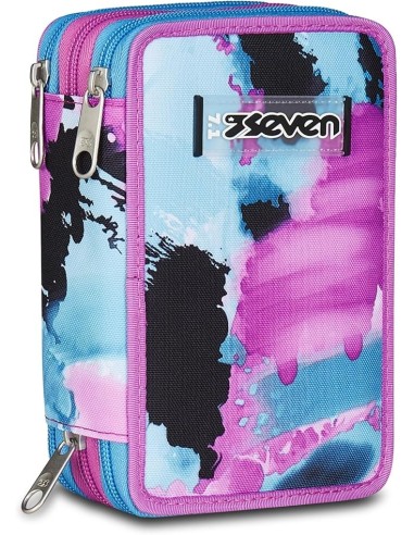 ASTUCCI: vendita online Seven Astuccio Scuola, 3 Zip, Azzurro Fucsia, 12,5x20x7 cm, Triplo Scomparto, Penne, Matite, Colori, ...