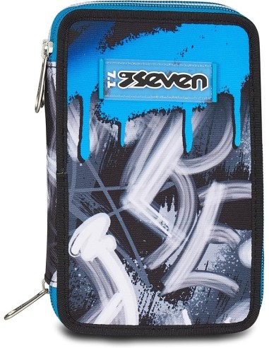 ASTUCCI: vendita online Seven Astuccio Scuola, 3 Zip, Grigio Azzurro, 12,5x20x7 cm, Triplo Scomparto, Penne, Matite, Colori, ...
