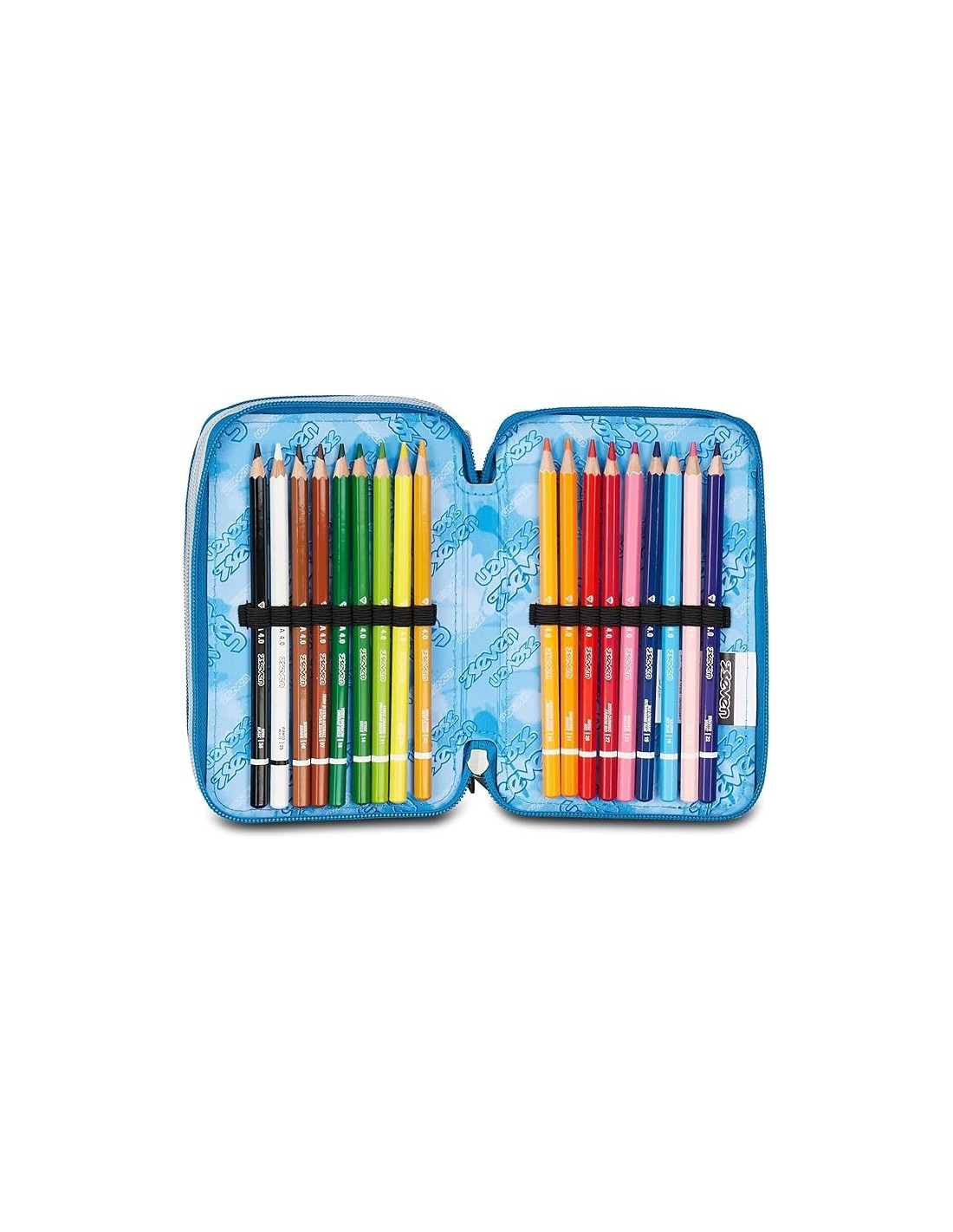 ASTUCCI: vendita online Seven Astuccio Scuola, 3 Zip, Grigio Azzurro, 12,5x20x7 cm, Triplo Scomparto, Penne, Matite, Colori, ...