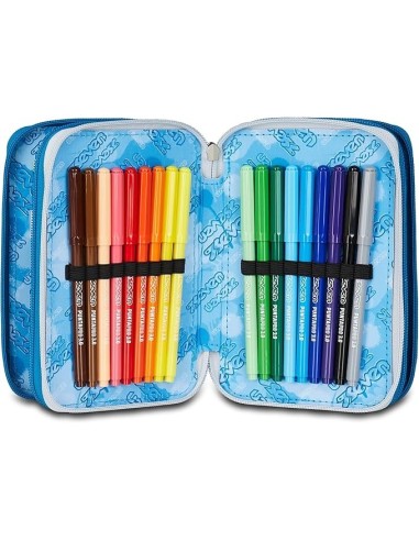 ASTUCCI: vendita online Seven Astuccio Scuola, 3 Zip, Grigio Azzurro, 12,5x20x7 cm, Triplo Scomparto, Penne, Matite, Colori, ...