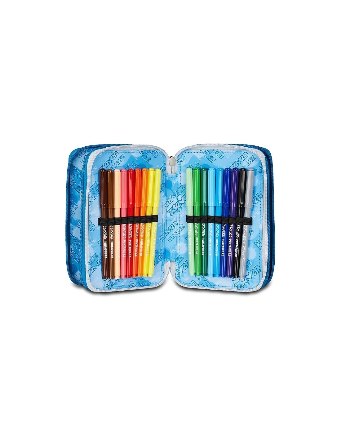 ASTUCCI: vendita online Seven Astuccio Scuola, 3 Zip, Grigio Azzurro, 12,5x20x7 cm, Triplo Scomparto, Penne, Matite, Colori, ...