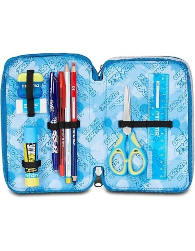 ASTUCCI: vendita online Seven Astuccio Scuola, 3 Zip, Grigio Azzurro, 12,5x20x7 cm, Triplo Scomparto, Penne, Matite, Colori, ...