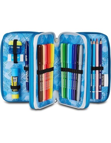 ASTUCCI: vendita online Seven Astuccio Scuola, 3 Zip, Grigio Azzurro, 12,5x20x7 cm, Triplo Scomparto, Penne, Matite, Colori, ...