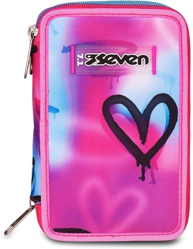 ASTUCCI: vendita online Seven Astuccio Scuola, 3 Zip, Fucsia Azzurro, 12,5x20x7 cm, Triplo Scomparto, Penne, Matite, Colori, ...