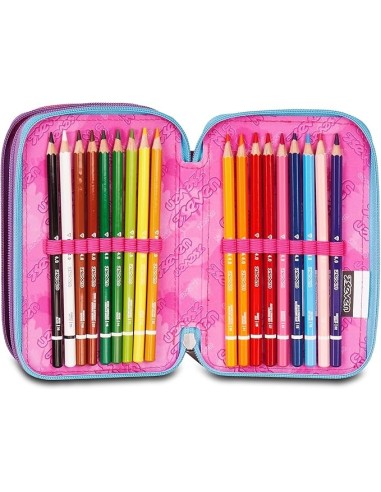 ASTUCCI: vendita online Seven Astuccio Scuola, 3 Zip, Fucsia Azzurro, 12,5x20x7 cm, Triplo Scomparto, Penne, Matite, Colori, ...