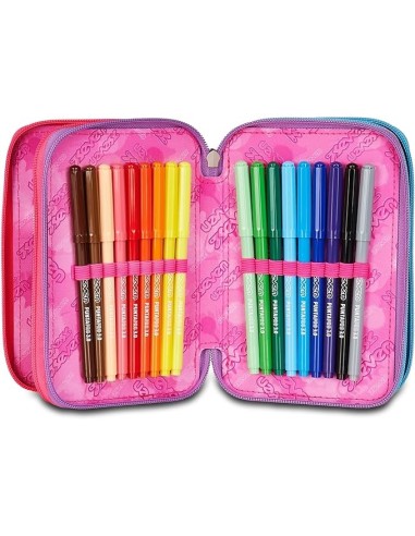 ASTUCCI: vendita online Seven Astuccio Scuola, 3 Zip, Fucsia Azzurro, 12,5x20x7 cm, Triplo Scomparto, Penne, Matite, Colori, ...