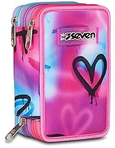 ASTUCCI: vendita online Seven Astuccio Scuola, 3 Zip, Fucsia Azzurro, 12,5x20x7 cm, Triplo Scomparto, Penne, Matite, Colori, ...