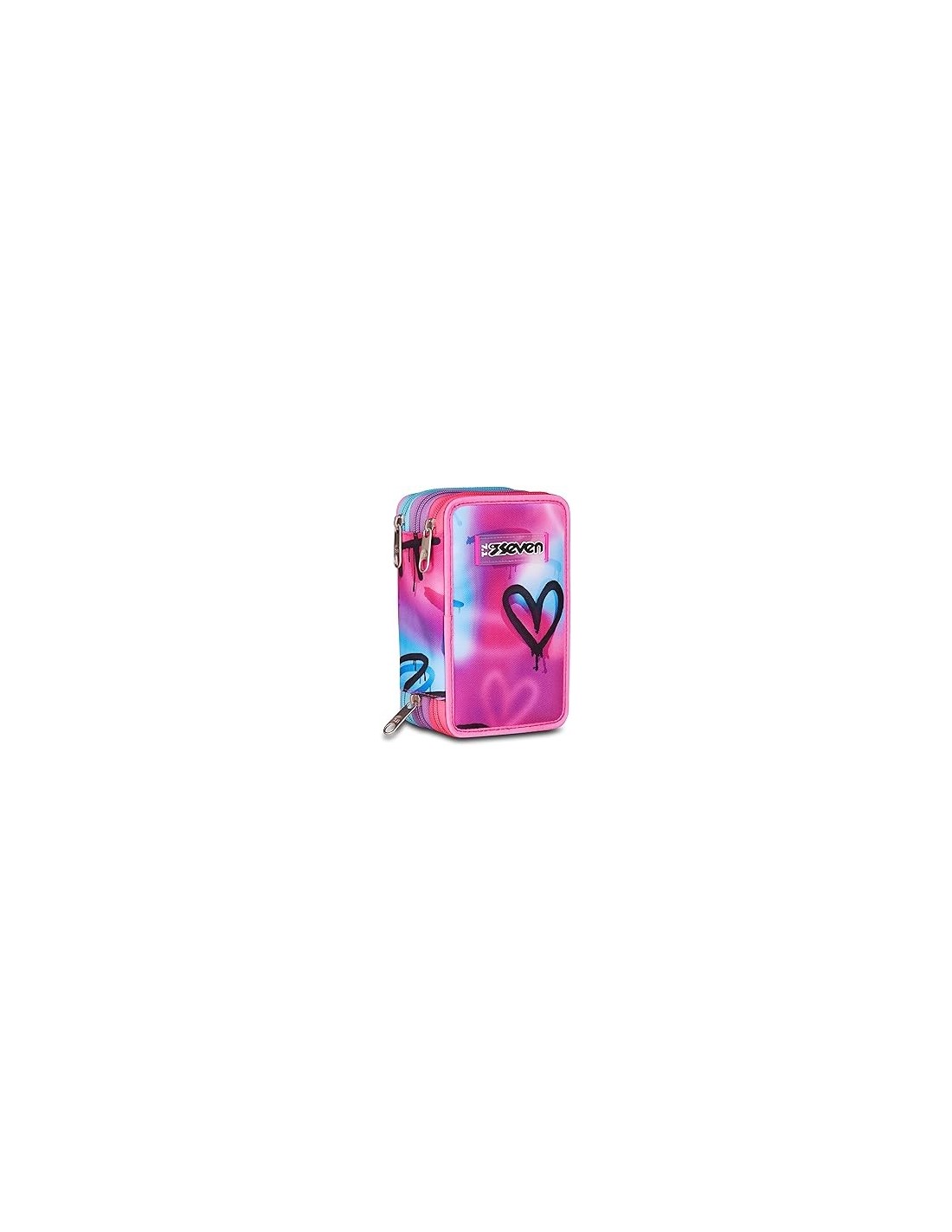 ASTUCCI: vendita online Seven Astuccio Scuola, 3 Zip, Fucsia Azzurro, 12,5x20x7 cm, Triplo Scomparto, Penne, Matite, Colori, ...