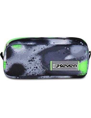 ASTUCCI: vendita online Seven Scuola Bustina Doppia, Grigio, 21x9x7 cm, Doppio Scomparto con Tasca Interna ed Elastici Portap...