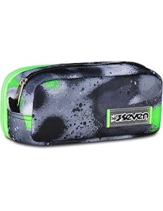ASTUCCI: vendita online Seven Scuola Bustina Doppia, Grigio, 21x9x7 cm, Doppio Scomparto con Tasca Interna ed Elastici Portap...