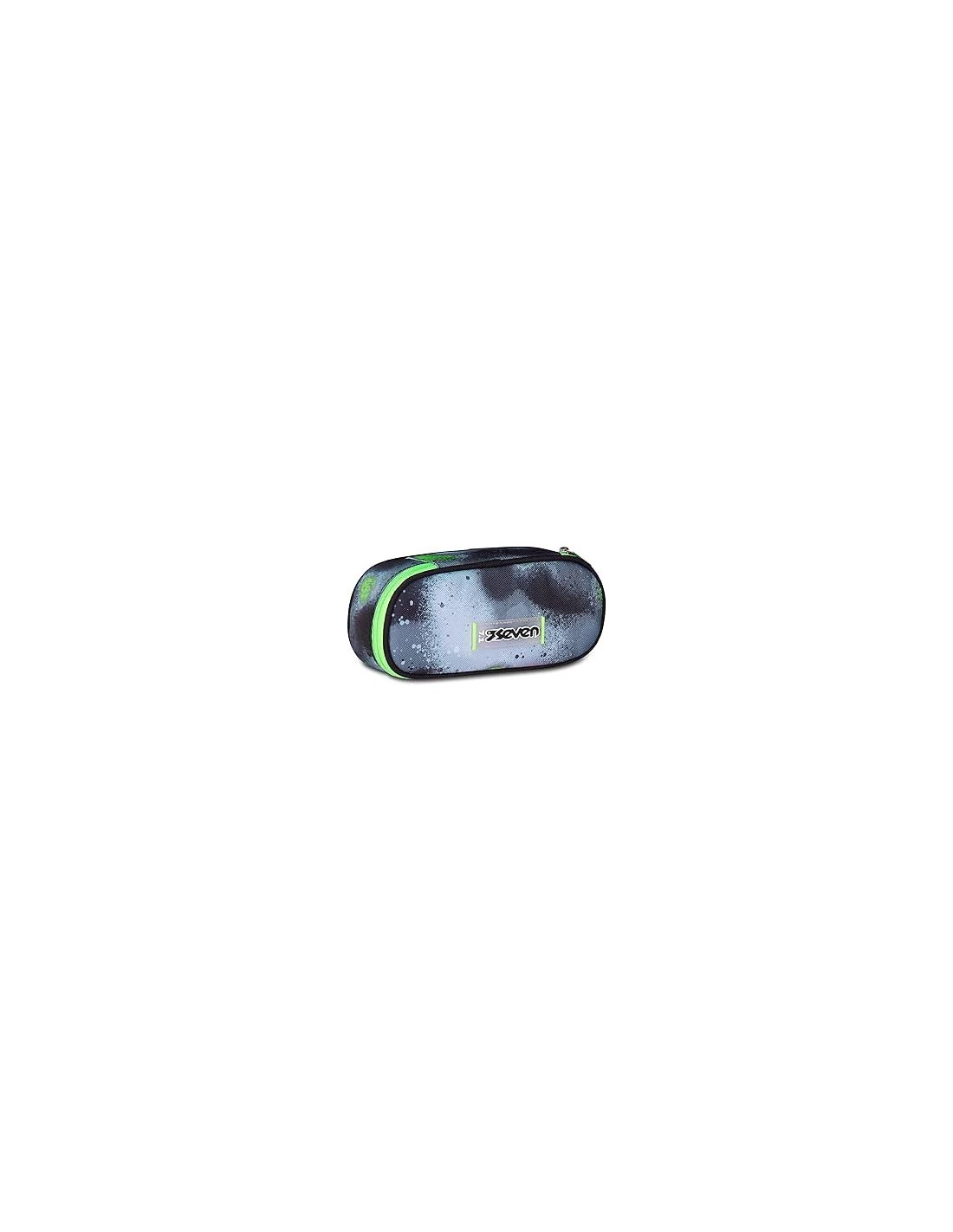 ASTUCCI: vendita online Seven Bustina Round Plus, Nero e Grigio, 23x10x5,5 cm, con Taschino Interno e Elastici Portapenne, pe...
