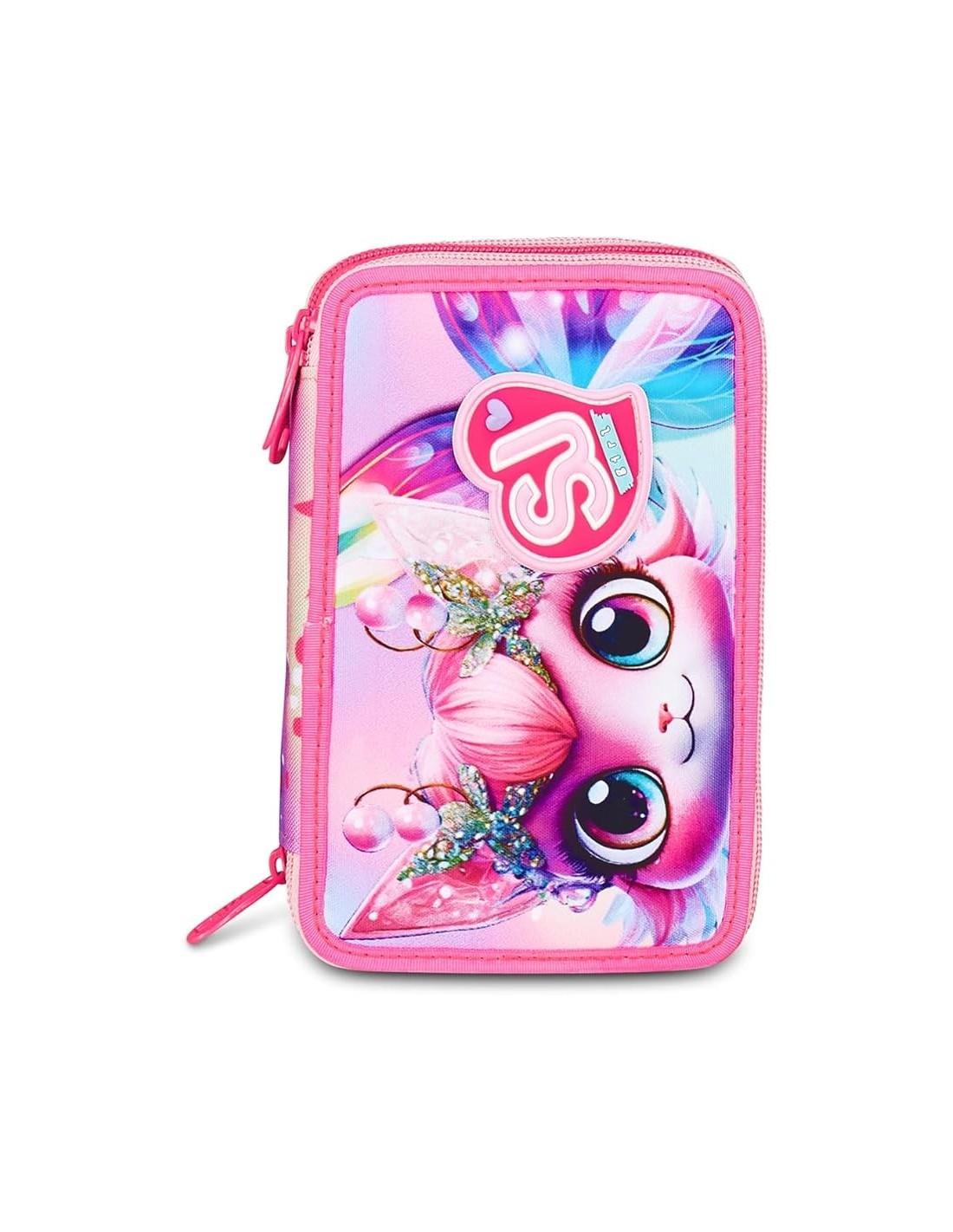 ASTUCCI: vendita online SJ Gang, Style Jam Gang, Astuccio Scuola 3 Zip, Cat Led, Rosa, 12,5x20x7 cm in offerta