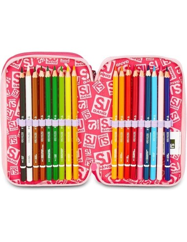 ASTUCCI: vendita online SJ Gang, Style Jam Gang, Astuccio Scuola 3 Zip, Cat Led, Rosa, 12,5x20x7 cm in offerta