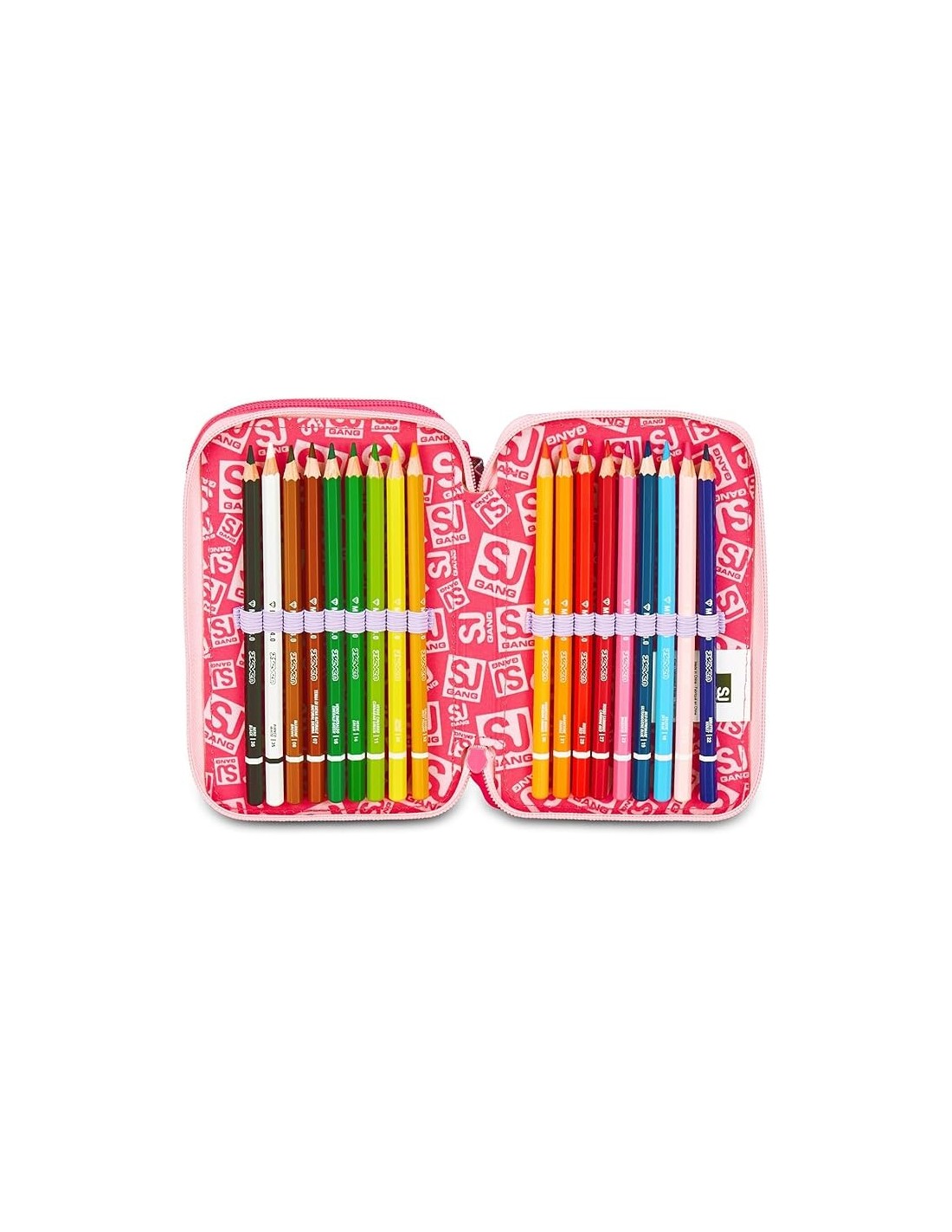 ASTUCCI: vendita online SJ Gang, Style Jam Gang, Astuccio Scuola 3 Zip, Cat Led, Rosa, 12,5x20x7 cm in offerta