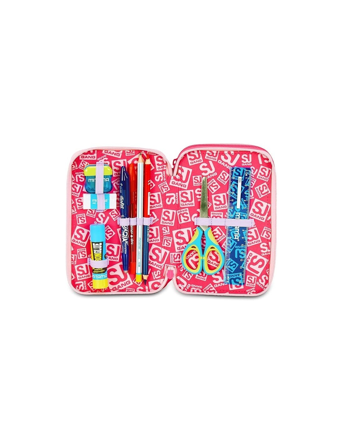 ASTUCCI: vendita online SJ Gang, Style Jam Gang, Astuccio Scuola 3 Zip, Cat Led, Rosa, 12,5x20x7 cm in offerta