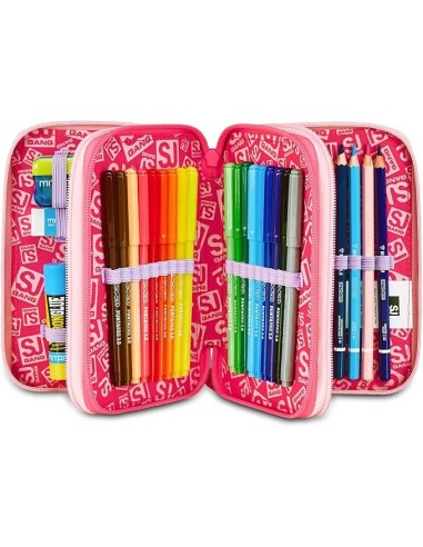 ASTUCCI: vendita online SJ Gang, Style Jam Gang, Astuccio Scuola 3 Zip, Cat Led, Rosa, 12,5x20x7 cm in offerta