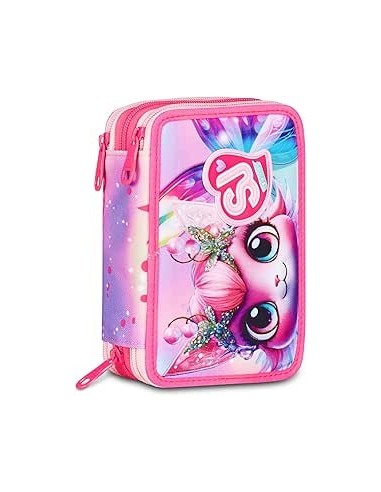 ASTUCCI: vendita online SJ Gang, Style Jam Gang, Astuccio Scuola 3 Zip, Cat Led, Rosa, 12,5x20x7 cm in offerta