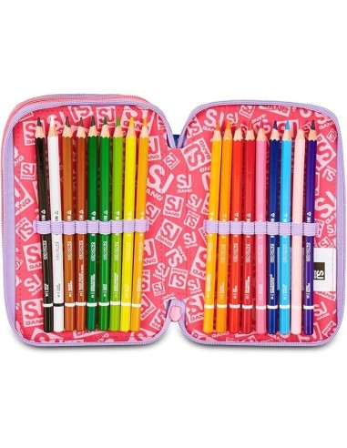 ASTUCCI: vendita online SJ Gang, Style Jam Gang, Astuccio Scuola 3 Zip, Cat&Air, Rosa, 12,5x20x7 cm in offerta