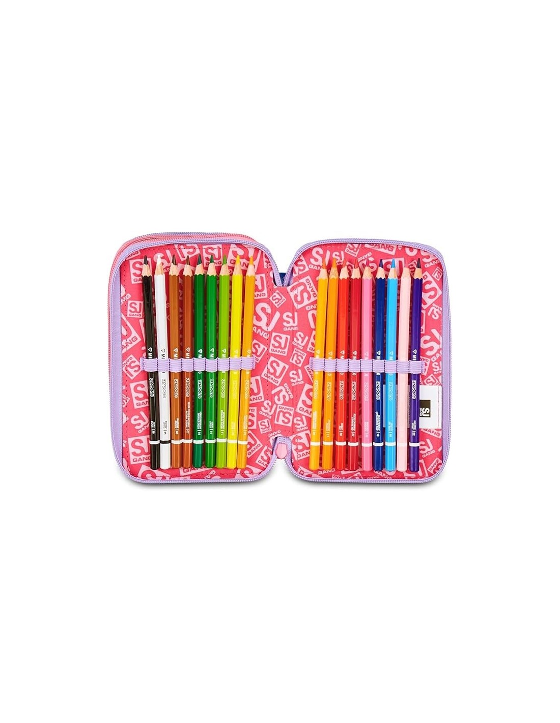 ASTUCCI: vendita online SJ Gang, Style Jam Gang, Astuccio Scuola 3 Zip, Cat&Air, Rosa, 12,5x20x7 cm in offerta