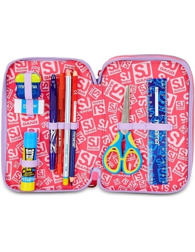 ASTUCCI: vendita online SJ Gang, Style Jam Gang, Astuccio Scuola 3 Zip, Cat&Air, Rosa, 12,5x20x7 cm in offerta